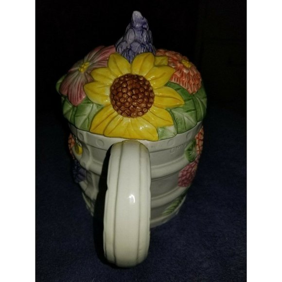 1993 Fitz & Floyd Omnibus Seeds Of Spring Watering Can Flower Teapot Cookie Jar - Picture 5 of 11